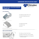 Sash Blocks, Compression Wedges, Drain Caps Spec Sheet